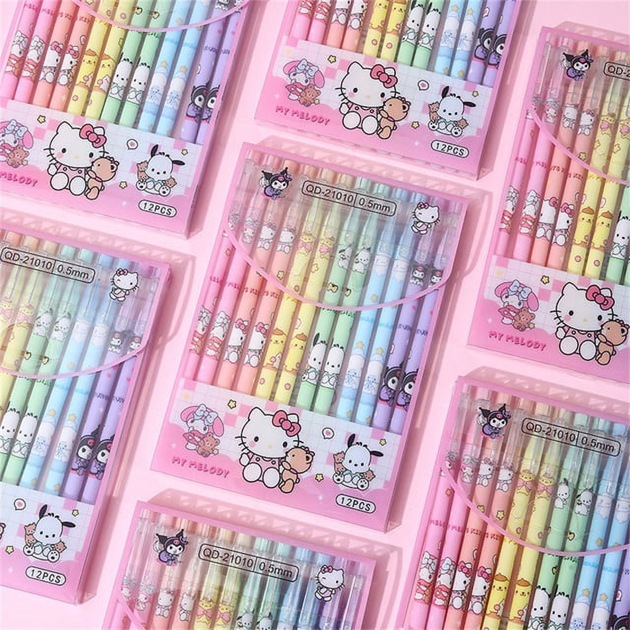 Anime Hello Kitty Sanrio Erasable Neutral Pen Kawaii Kuromi Cinnamoroll Student Gel Pen Office Stationery Supplies Wholesale