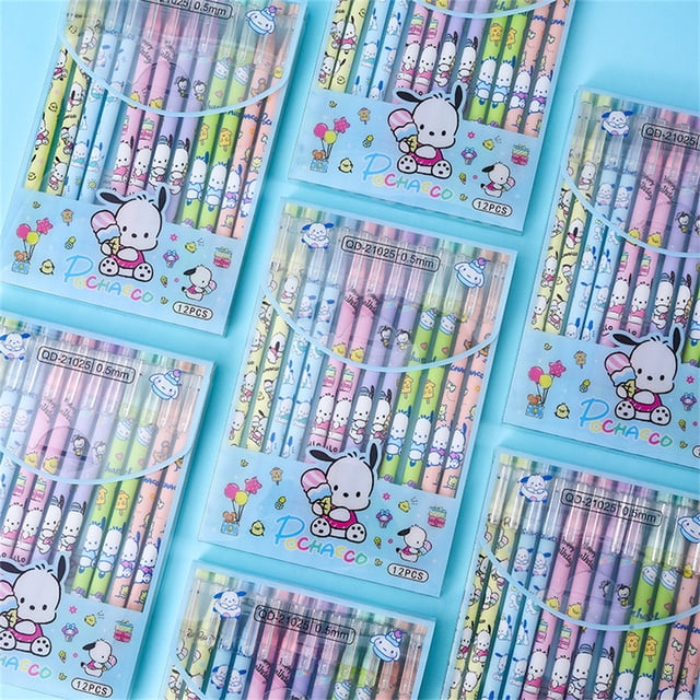 Anime Hello Kitty Sanrio Erasable Neutral Pen Kawaii Kuromi Cinnamoroll Student Gel Pen Office Stationery Supplies Wholesale