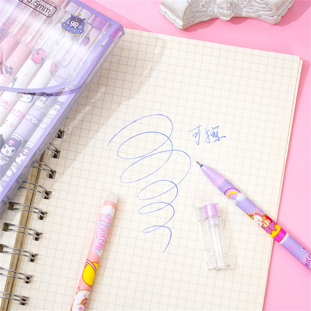 Anime Hello Kitty Sanrio Erasable Neutral Pen Kawaii Kuromi Cinnamoroll Student Gel Pen Office Stationery Supplies Wholesale