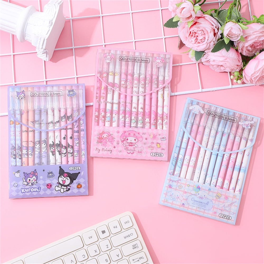 Anime Hello Kitty Sanrio Erasable Neutral Pen Kawaii Kuromi Cinnamoroll Student Gel Pen Office Stationery Supplies Wholesale