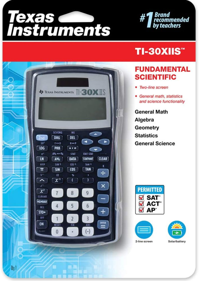 TI-30XIIS Scientific Calculator, Black with Blue Accents