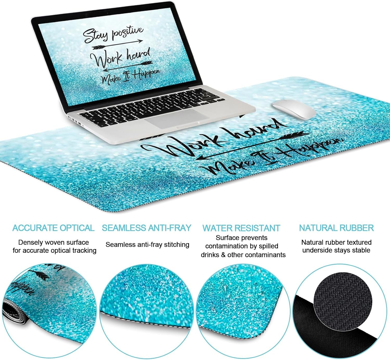 Desk Mat Desk Pad, XXL Large Gaming Mouse Pad with Wrist Rest Wrist Support, Ergonomic Mouse Pad, Keyboard Wrist Rest, Coaster, Home Office Desk Accessories Decor Supplies, Stay Positive