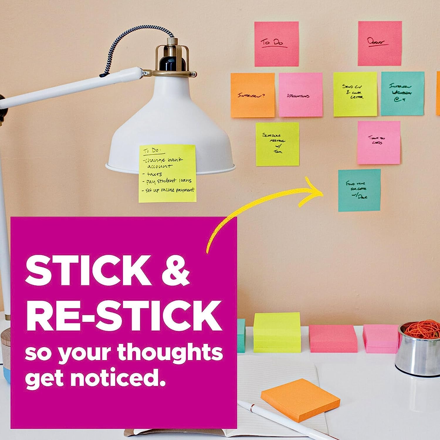 Super Sticky Notes, 24 Sticky Note Pads, 3 X 3 In., School Supplies, Office Products, Sticky Notes for Vertical Surfaces, Monitors, Walls and Windows, Supernova Neons Collection