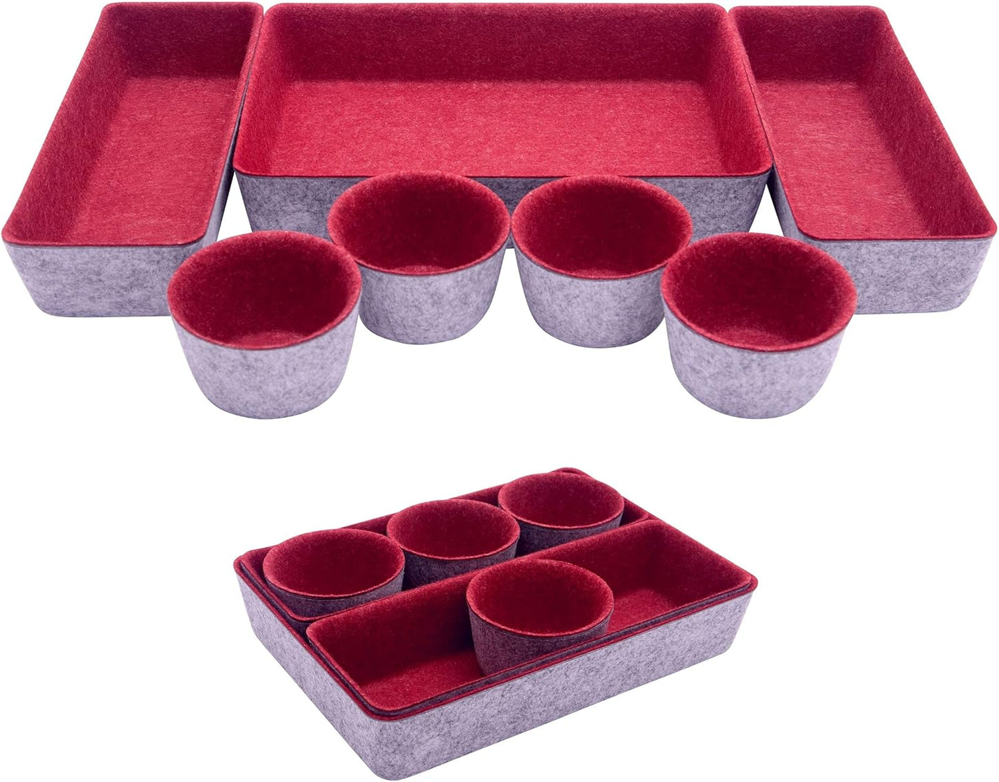 - Drawer Organizers - Office Supply Organizer - Desktop Drawers - Organizing Containers - Jewelry Tray Makeup Storage Home Dividers Compartment Desk Caddy Cosmetic Bins - Pack of 9, Burgundy