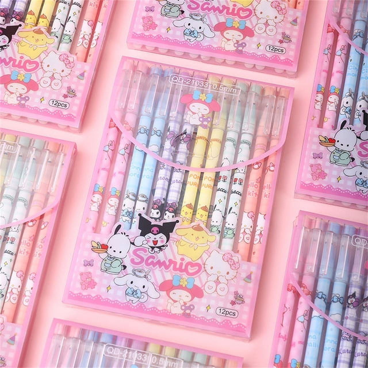 Anime Hello Kitty Sanrio Erasable Neutral Pen Kawaii Kuromi Cinnamoroll Student Gel Pen Office Stationery Supplies Wholesale