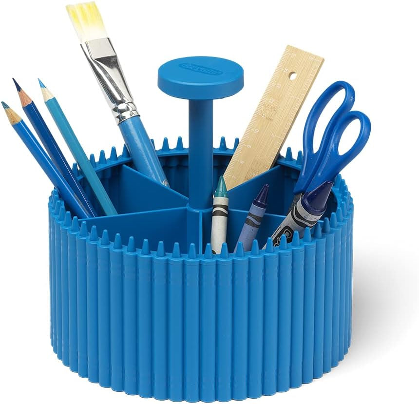 Crayola round Storage Organizer - Creative Kids Desk Organizer with 5 Sections for Storing Pens, Pencils, Crayons and Other School/Office Supplies, Cerulean, Kids 3+ Years