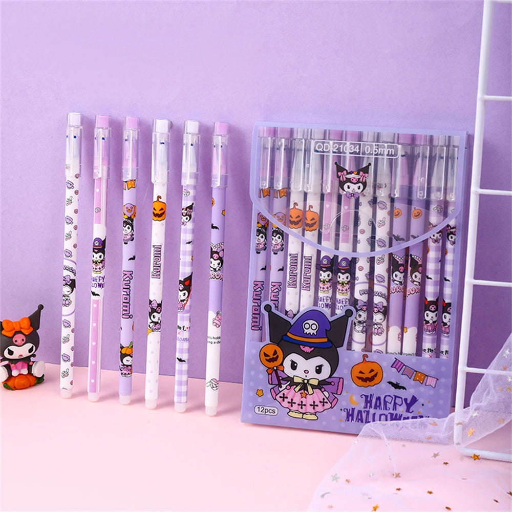 Anime Hello Kitty Sanrio Erasable Neutral Pen Kawaii Kuromi Cinnamoroll Student Gel Pen Office Stationery Supplies Wholesale